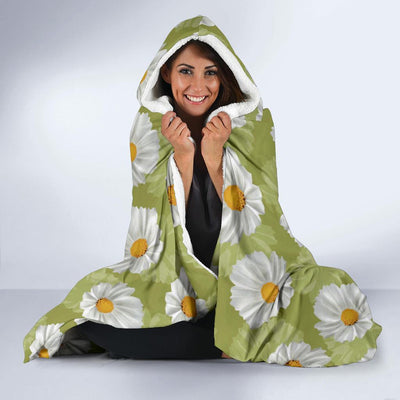 Daisy Pattern Print Design DS06 Hooded Blanket-JORJUNE.COM