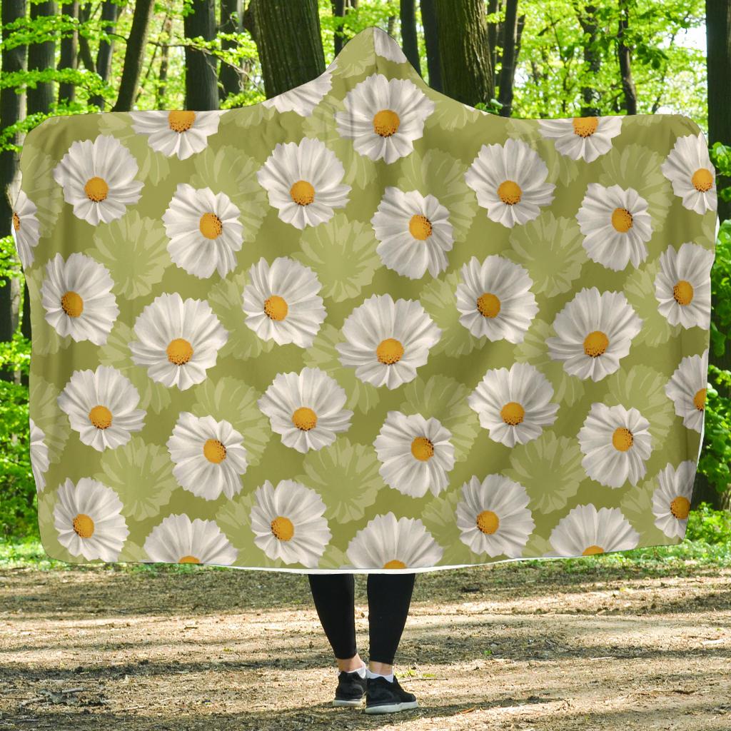 Daisy Pattern Print Design DS06 Hooded Blanket-JORJUNE.COM