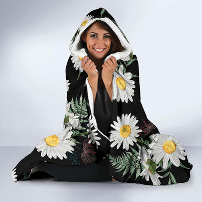 Daisy Pattern Print Design DS07 Hooded Blanket-JORJUNE.COM