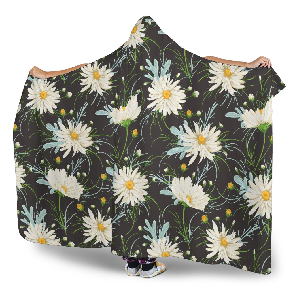 Daisy Pattern Print Design DS08 Hooded Blanket-JORJUNE.COM