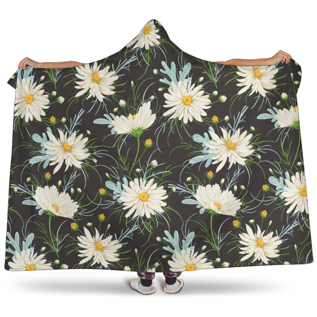 Daisy Pattern Print Design DS08 Hooded Blanket-JORJUNE.COM