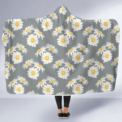 Daisy Pattern Print Design DS09 Hooded Blanket-JORJUNE.COM