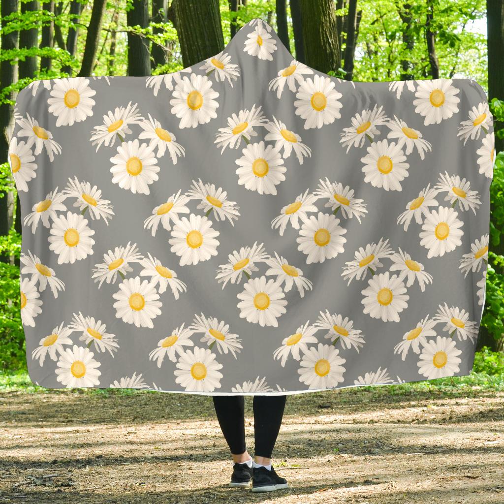 Daisy Pattern Print Design DS09 Hooded Blanket-JORJUNE.COM