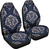 Damask Blue Luxury Print Pattern Universal Fit Car Seat Covers