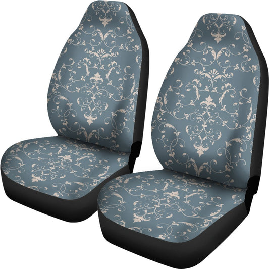 Damask Elegant Teal Print Pattern Universal Fit Car Seat Covers