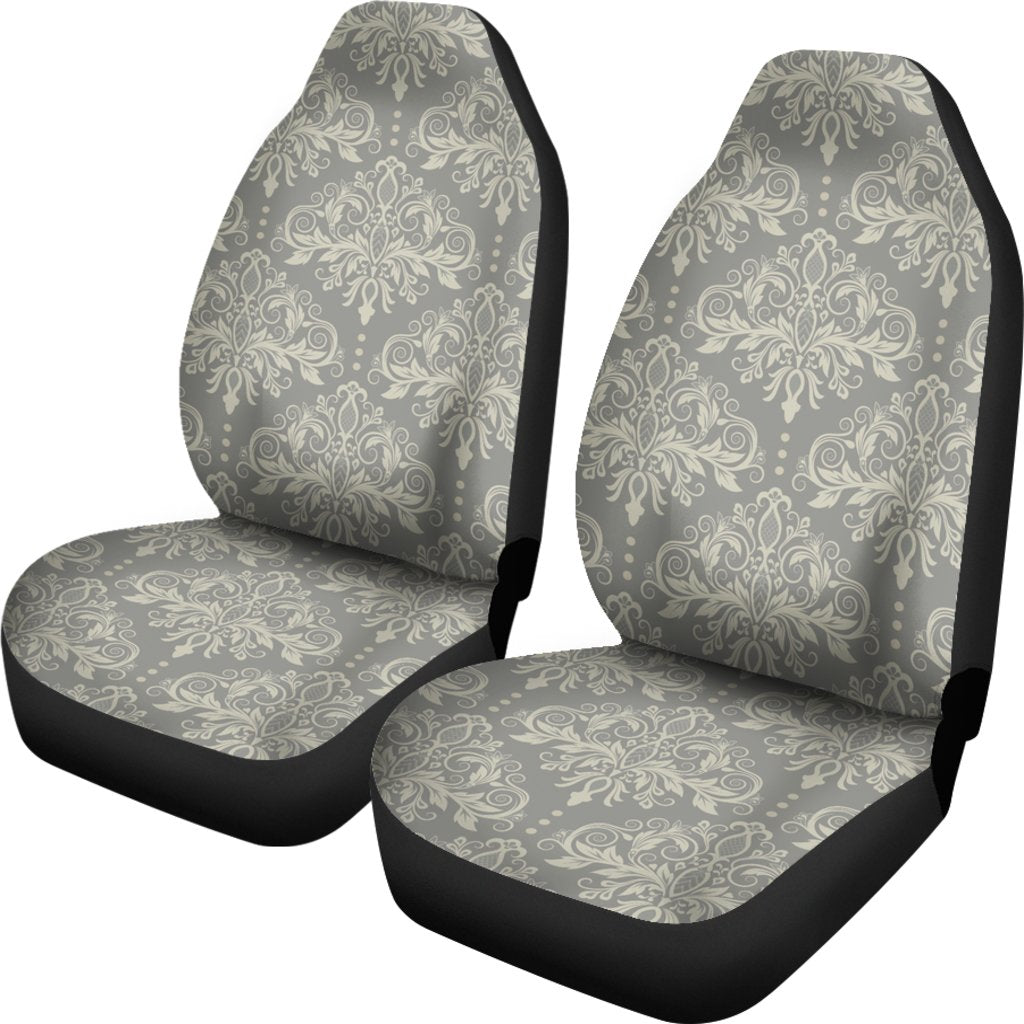 Damask Grey Elegant Print Pattern Universal Fit Car Seat Covers