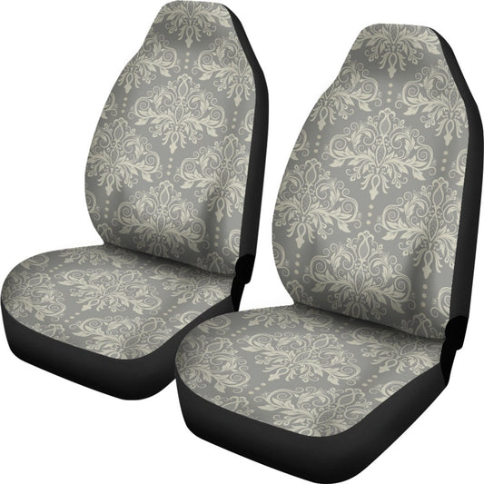 Damask Grey Elegant Print Pattern Universal Fit Car Seat Covers