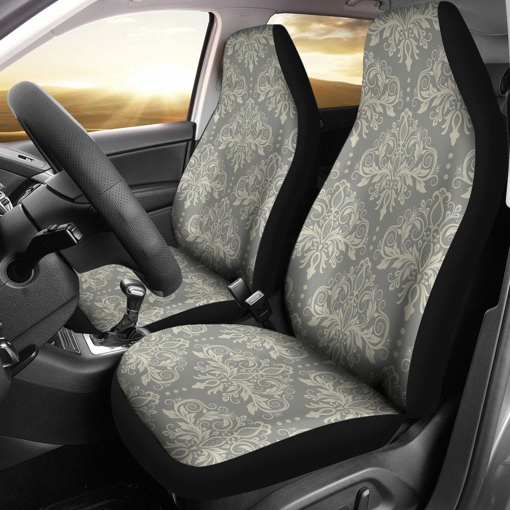 Damask Grey Elegant Print Pattern Universal Fit Car Seat Covers