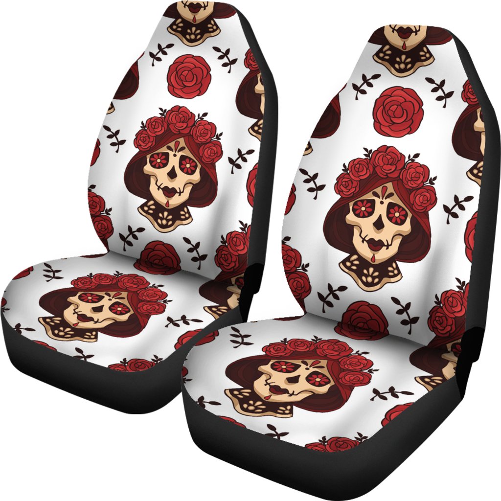 Day Of The Dead Skull Girl Pattern Universal Fit Car Seat Covers