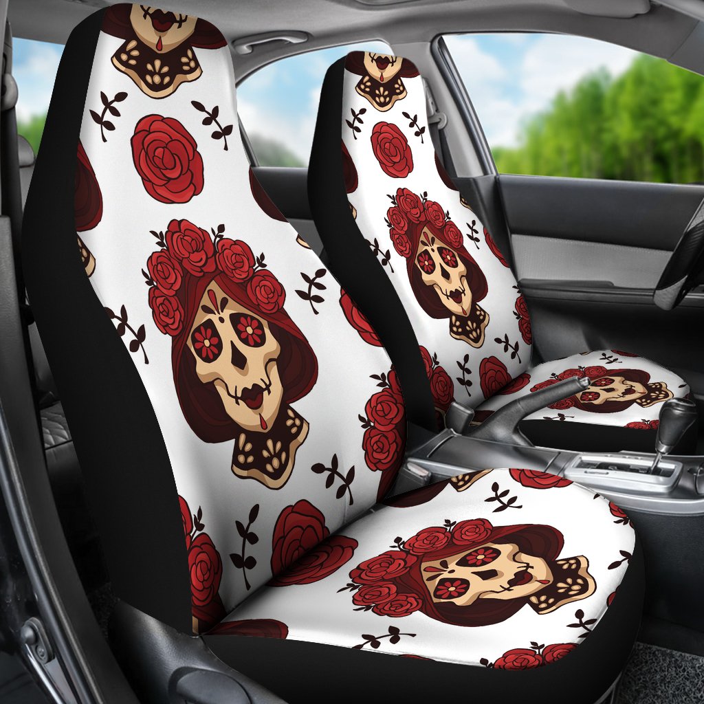 Day Of The Dead Skull Girl Pattern Universal Fit Car Seat Covers