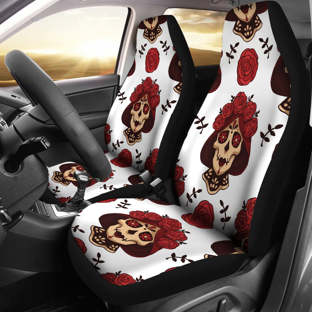Day Of The Dead Skull Girl Pattern Universal Fit Car Seat Covers