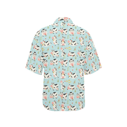 Cattle Print Design LKS403 Women's Hawaiian Shirt