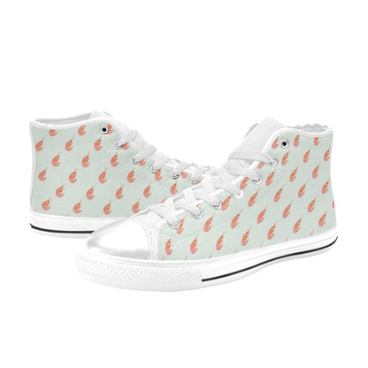 Shrimp Print Design LKS304 High Top Women's White Shoes