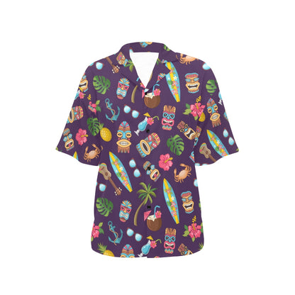 Hawaiian Themed Pattern Print Design H024 Women's Hawaiian Shirt