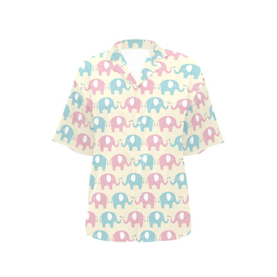 Elephant Baby Pastel Print Pattern Women's Hawaiian Shirt