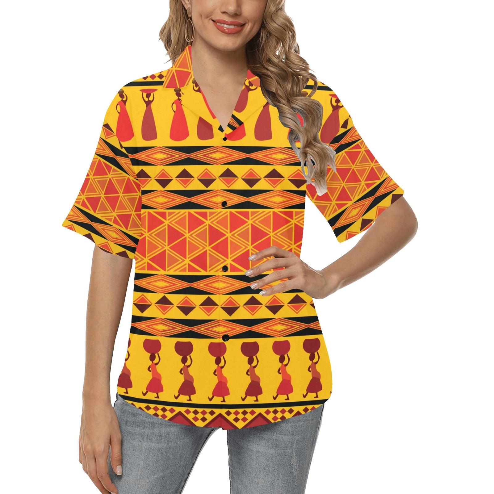 African Pattern Print Design 01 Women's Hawaiian Shirt