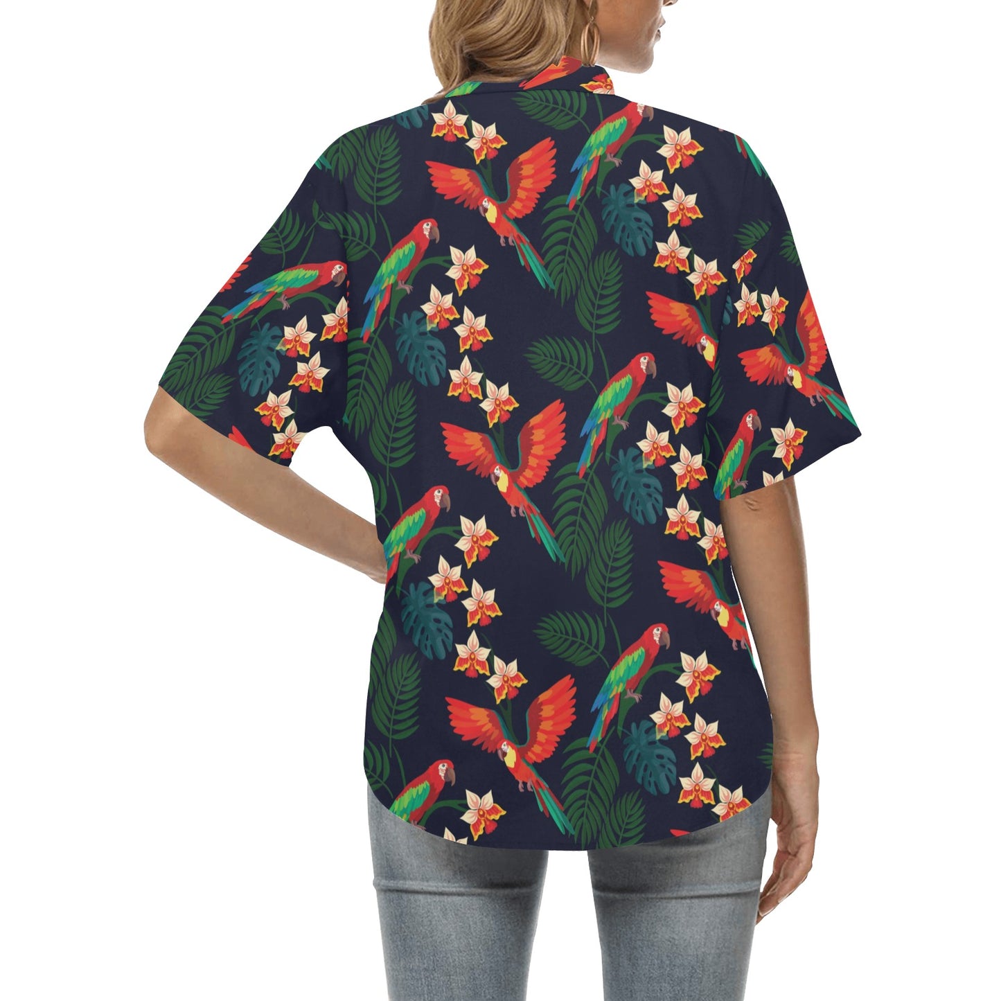 Macaw Pattern Print Design 02 Women's Hawaiian Shirt
