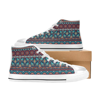 Suzani Print Design LKS302 High Top Women's White Shoes