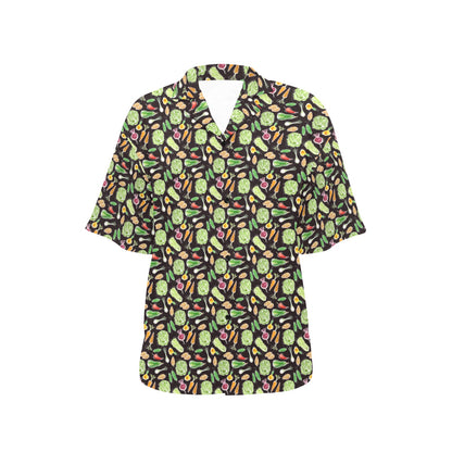 Vegan Draw Themed Design Print Women's Hawaiian Shirt