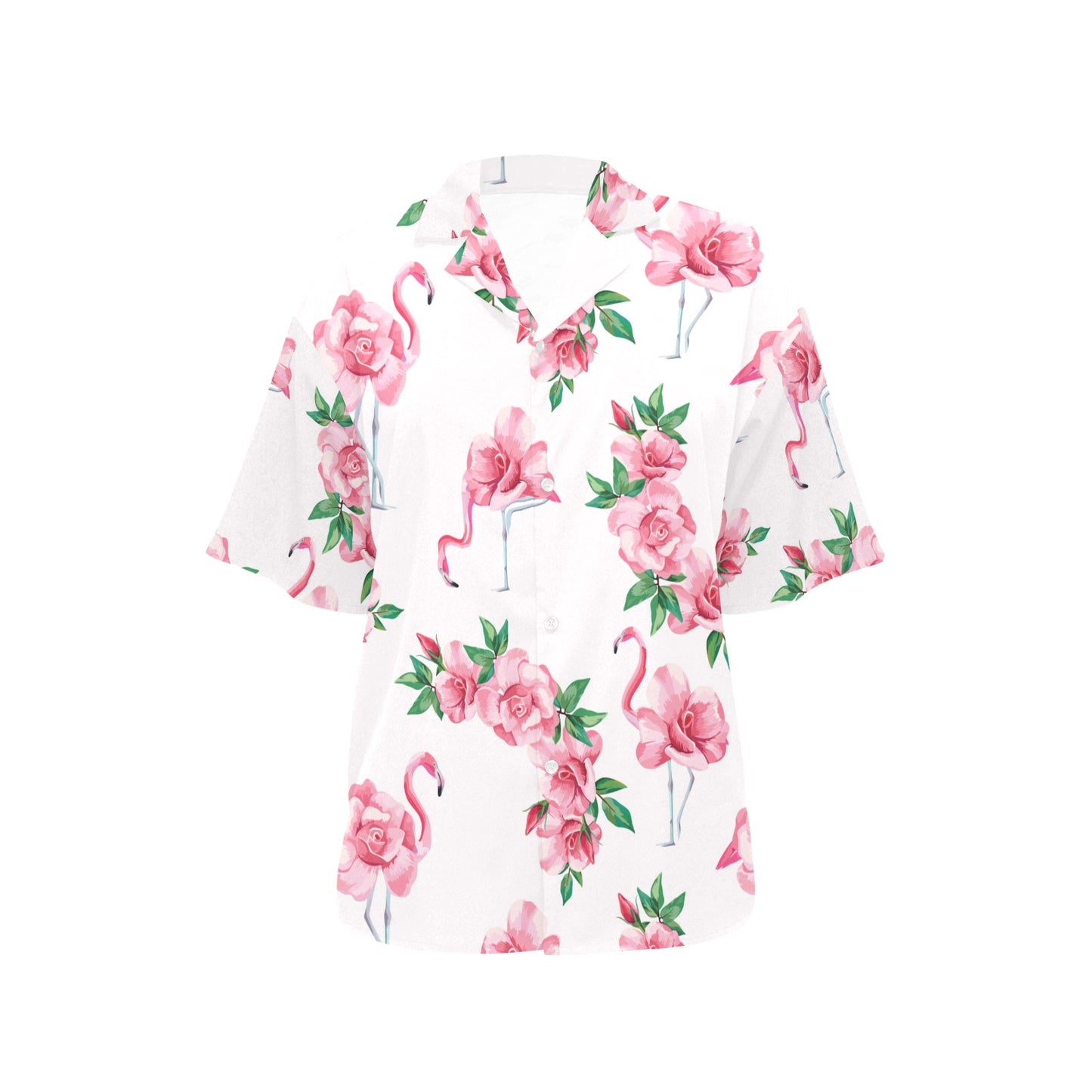 Flamingo Rose Pattern Women's Hawaiian Shirt
