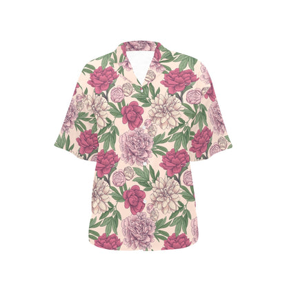 Peony Pattern Print Design A01 Women's Hawaiian Shirt