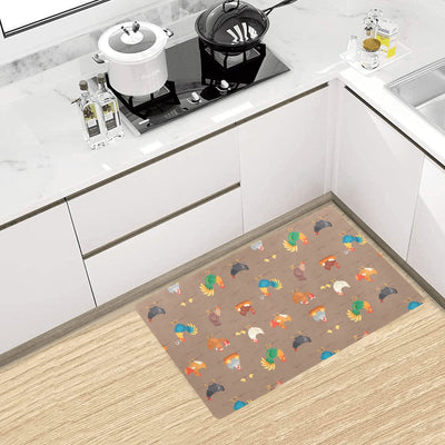 Chicken Happy Print Pattern Kitchen Mat