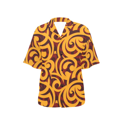 Maori Pattern Print Design 02 Women's Hawaiian Shirt