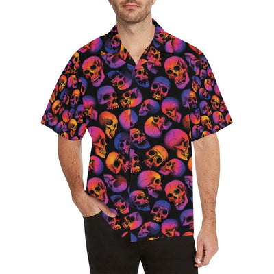 Skull Multicolor Print Design LKS3011 Men's Hawaiian Shirt