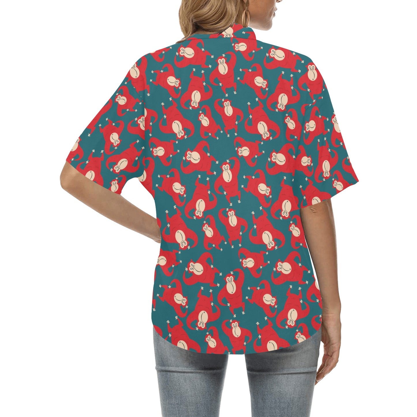 Chimpanzee Pattern Print Design 04 Women's Hawaiian Shirt