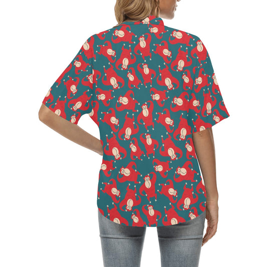 Chimpanzee Pattern Print Design 04 Women's Hawaiian Shirt
