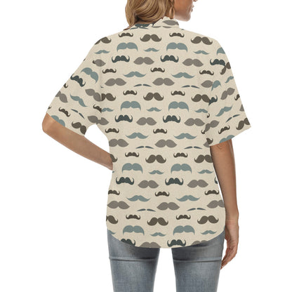 Mustache Pattern Print Design A01 Women's Hawaiian Shirt