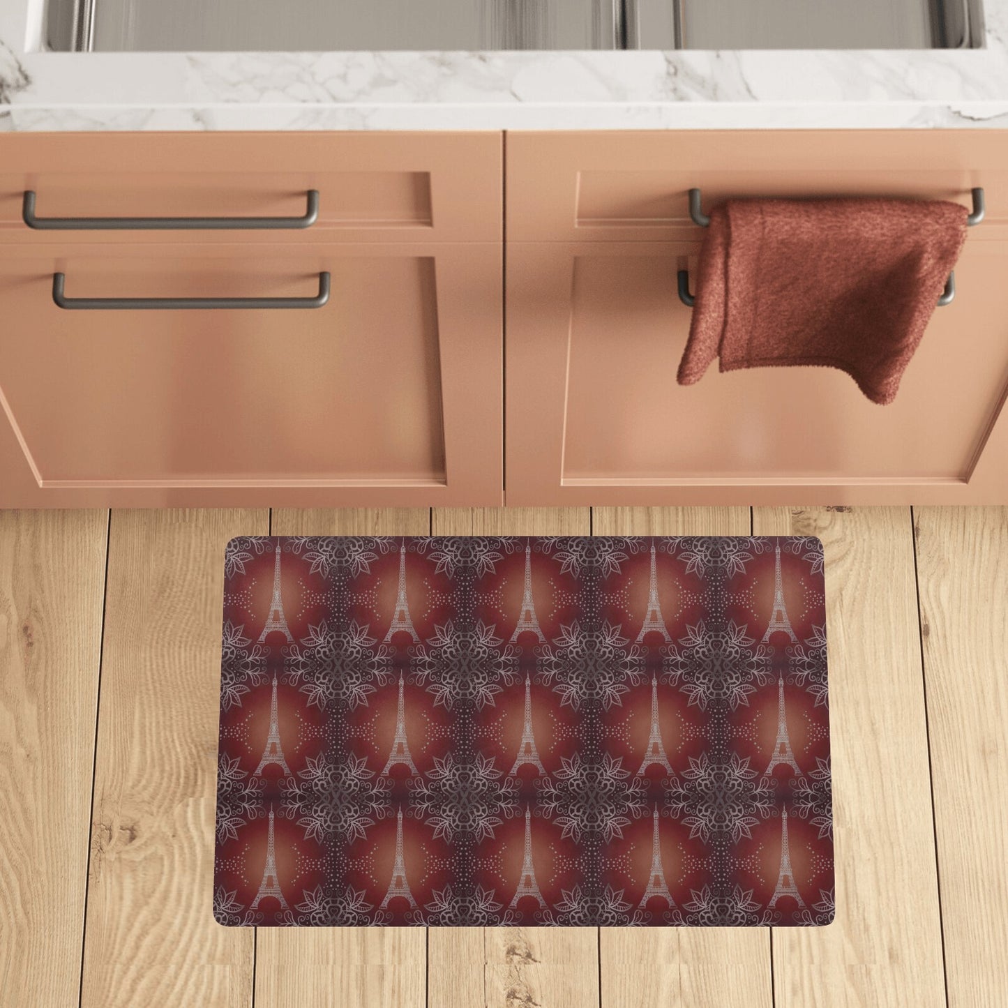 Eiffel Tower Drawing Print Kitchen Mat