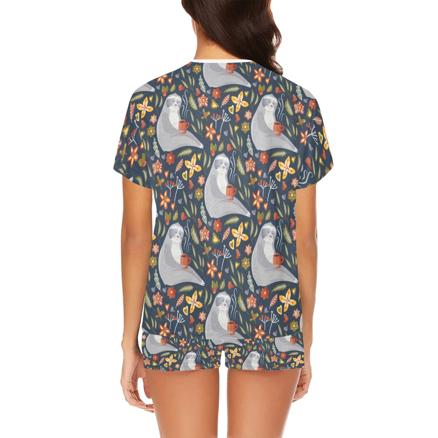 Sloth Print Design LKS303 Women's Short Pajama Set