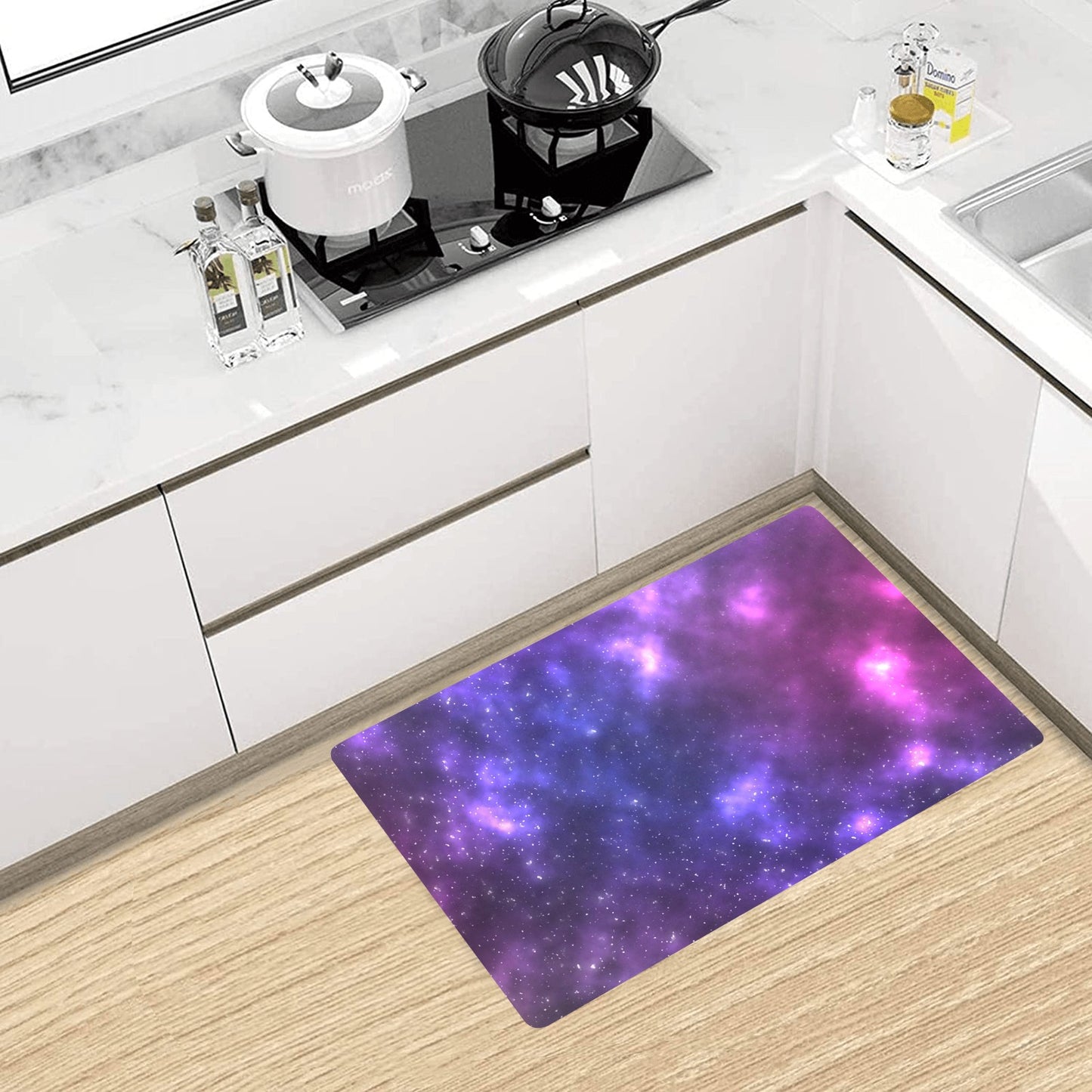 Celestial Purple Blue Galaxy Kitchen Mat