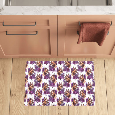 Chihuahua Purple Floral Kitchen Mat