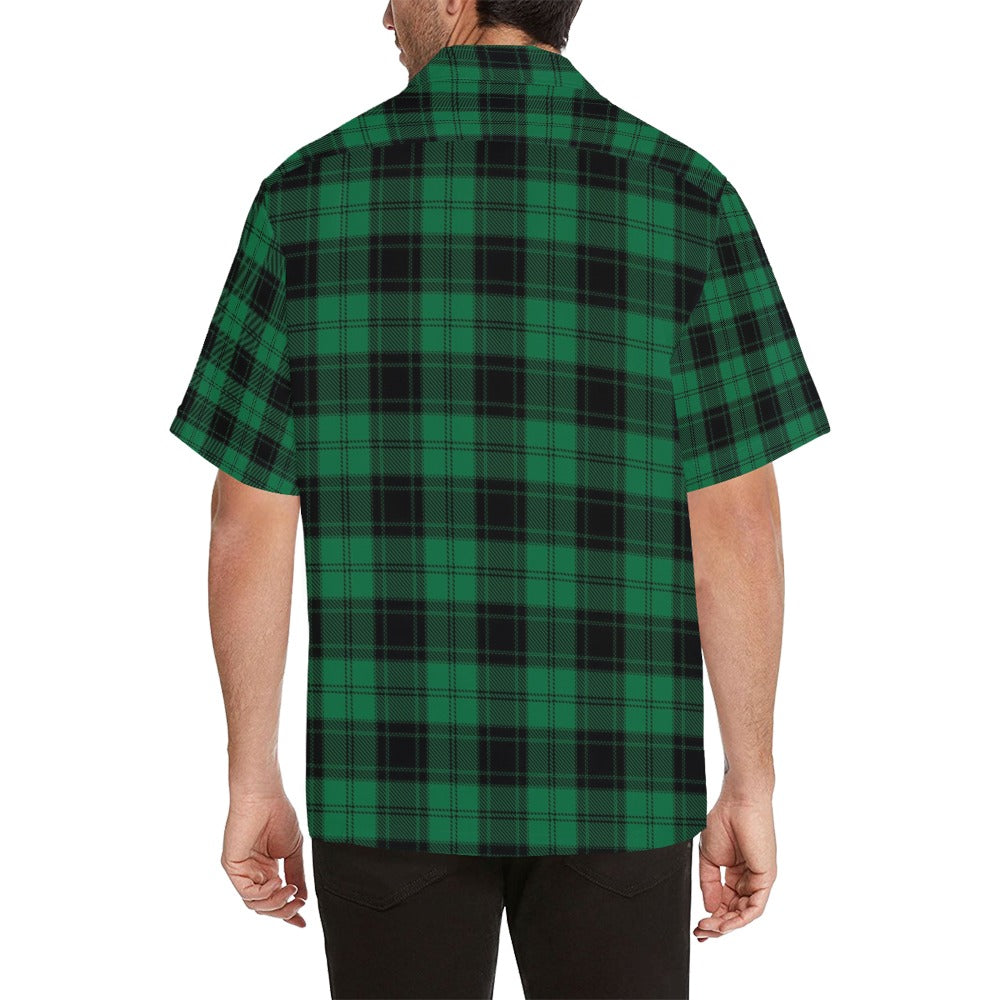 Tartan Green Print Design LKS302 Men's Hawaiian Shirt