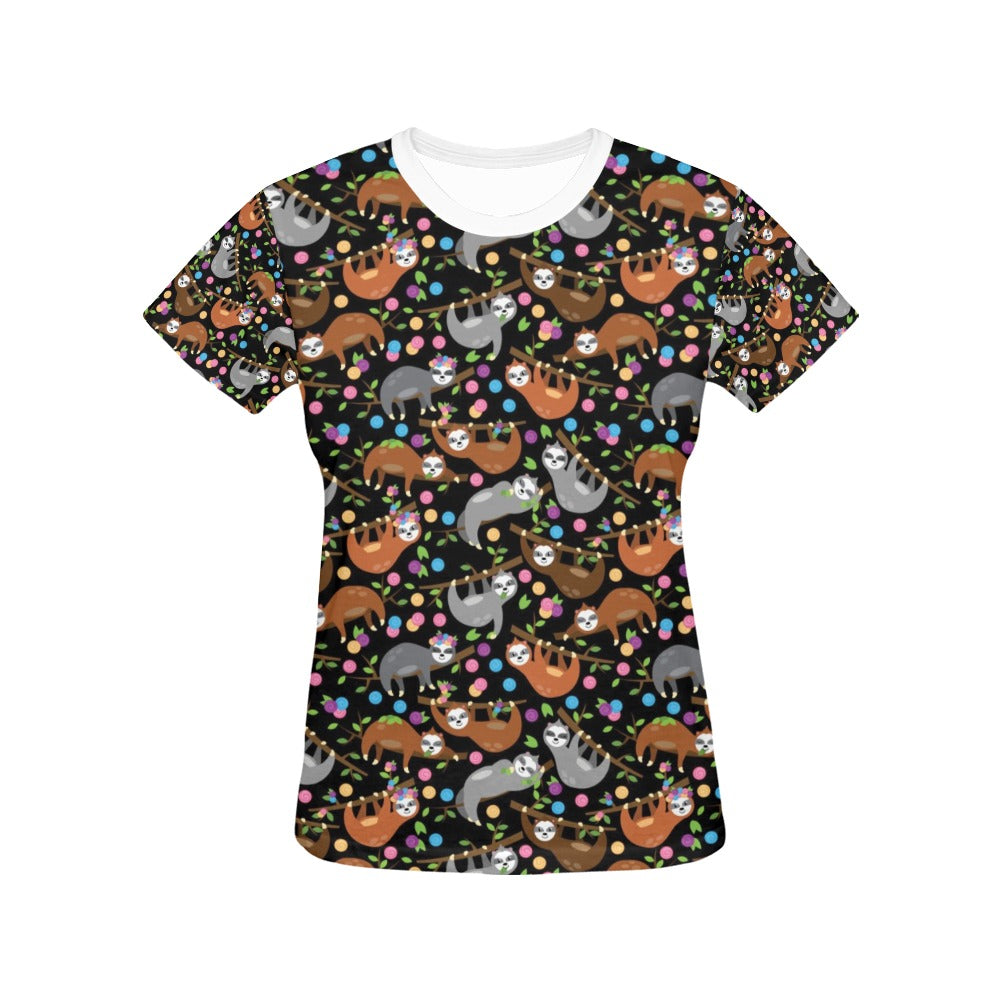 Sloth Print Design LKS306 Women's  T-shirt