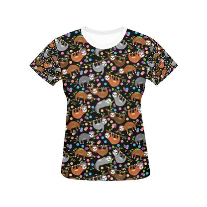 Sloth Print Design LKS306 Women's  T-shirt