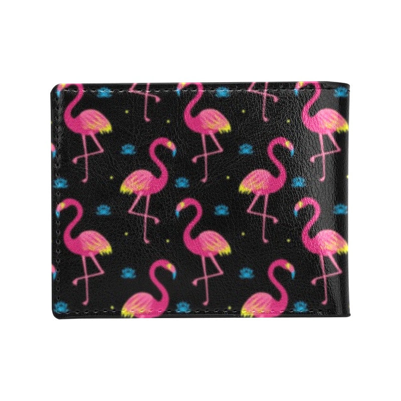 Flamingo Pink Neon Print Pattern Men's ID Card Wallet