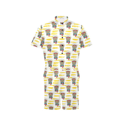 Tiki Smile Mask Print Pattern Men's Romper