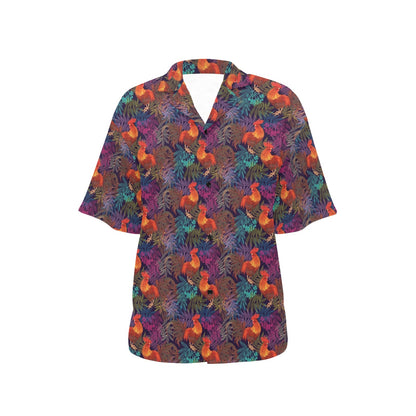 Rooster Print Style Women's Hawaiian Shirt