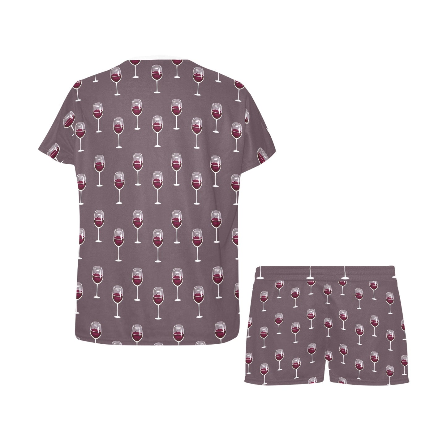 Wine Glass Pattern Print Design LKS305 Women's Short Pajama Set