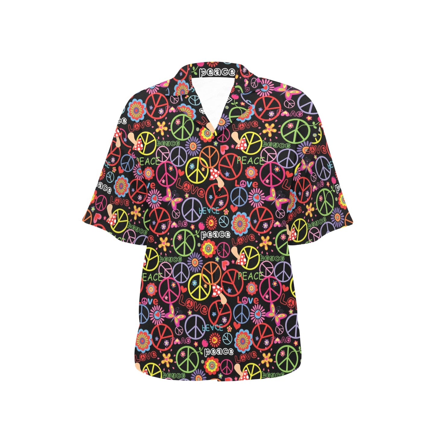 Peace Sign Colorful Design Print Women's Hawaiian Shirt