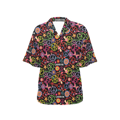 Peace Sign Colorful Design Print Women's Hawaiian Shirt