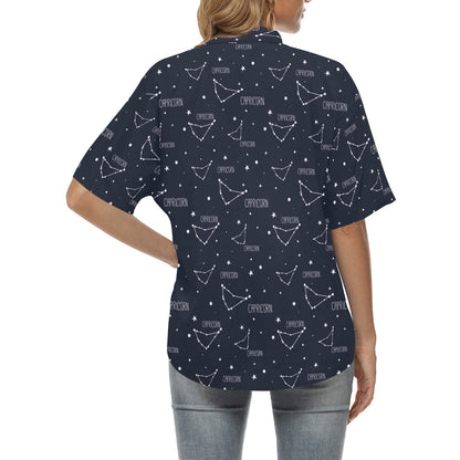 Capricorn Zodiac Pattern Print Design 01 Women's Hawaiian Shirt