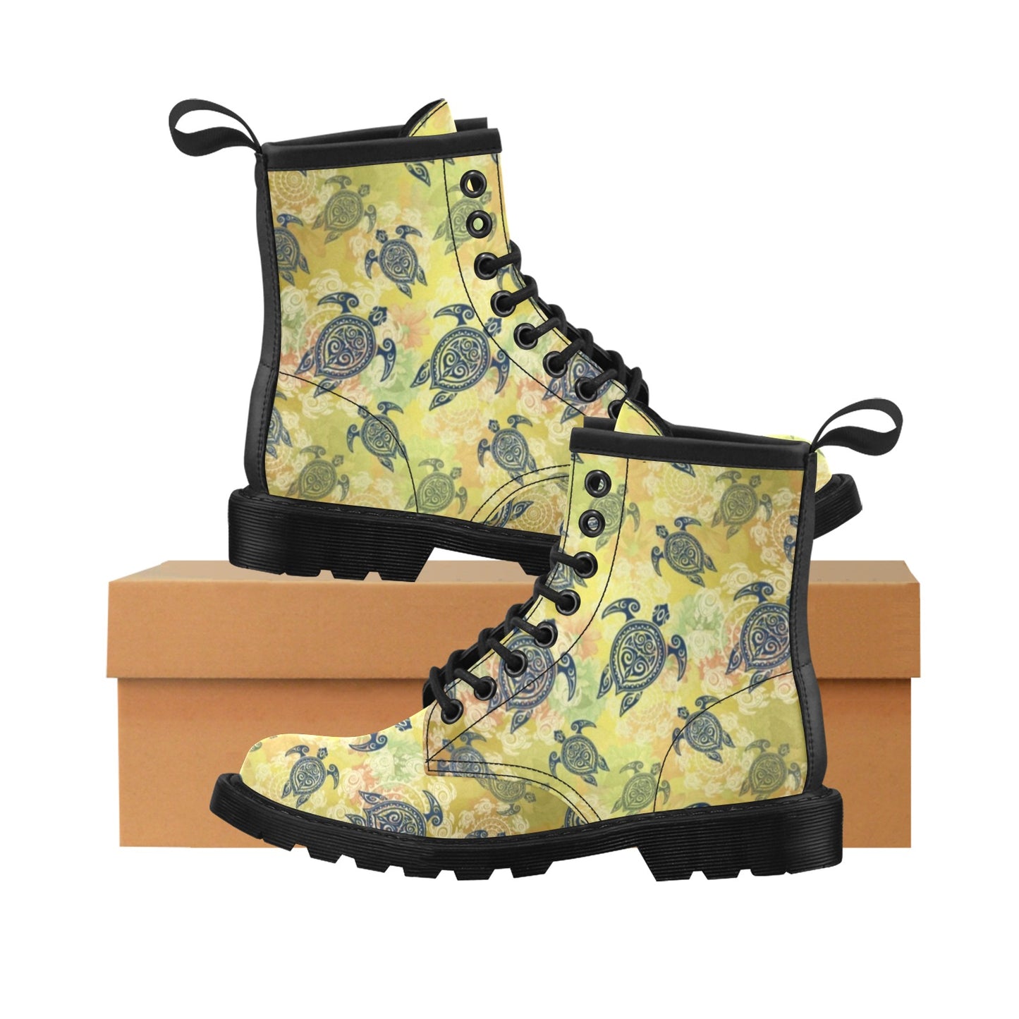Hawaiian Turtle Tribal Design Print Women's Boots