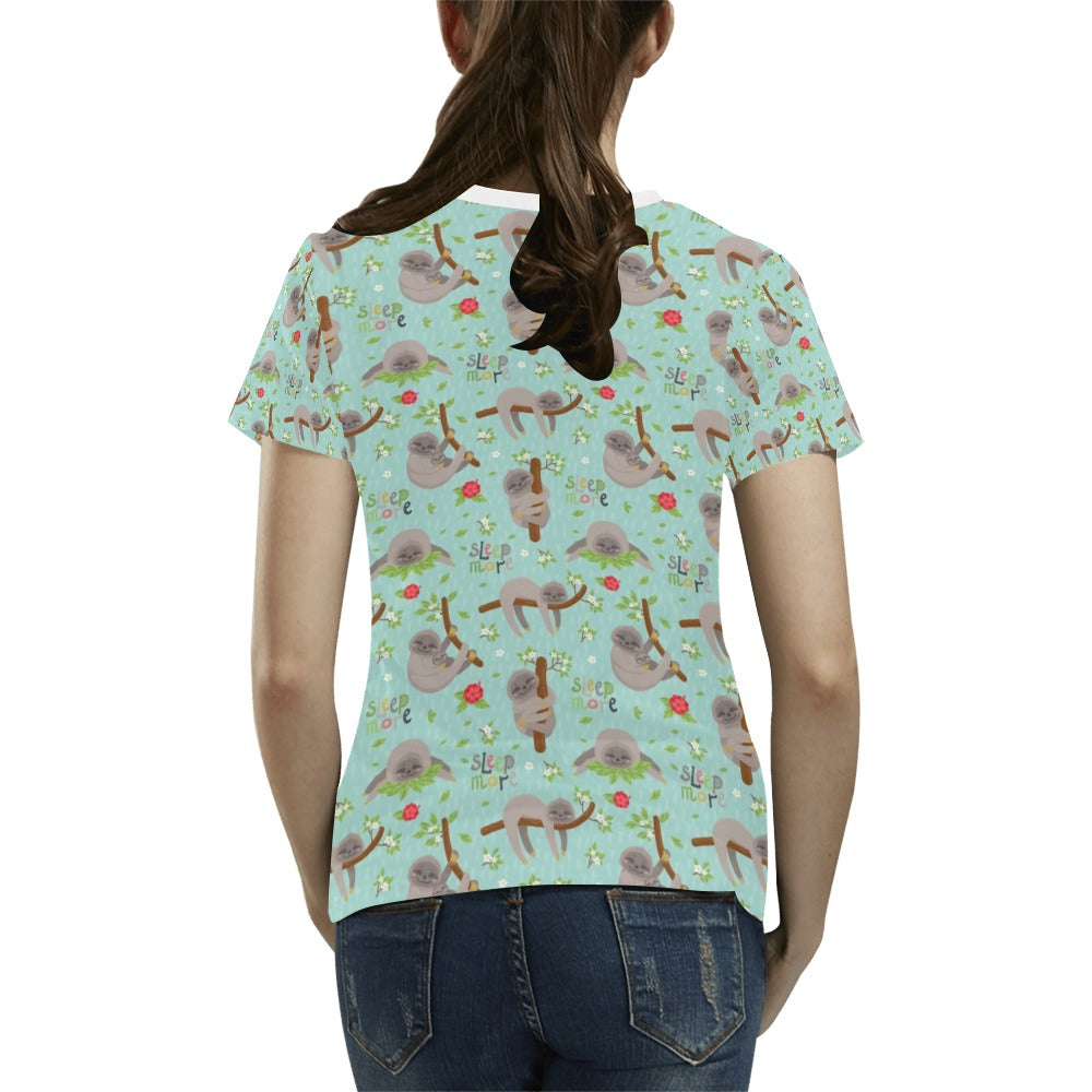 Sloth Print Design LKS305 Women's  T-shirt
