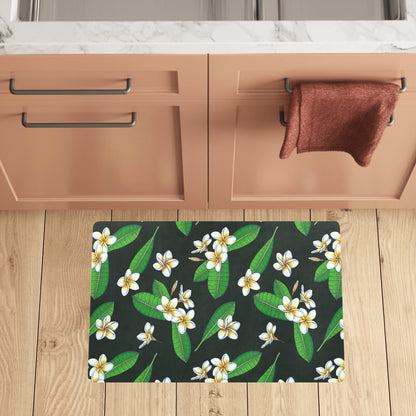 White Plumeria Pattern Print Design PM023 Kitchen Mat