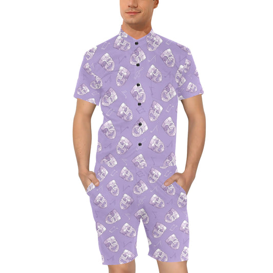 Acting Mask Pattern Print Design 05 Men's Romper