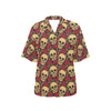 Skull And Roses Print Design LKS302 Women's Hawaiian Shirt